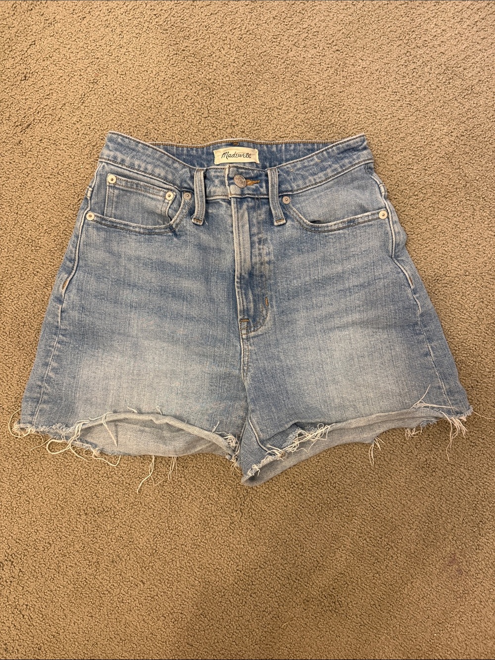 Madewell Light Blue High-Rise Denim Cutoff Shorts